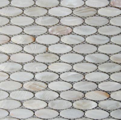 China Handmade Beautiful Sea shell Wall Mosaic Freshwater Sea Shell Mosaic Oval Shape 15x28mm supplier
