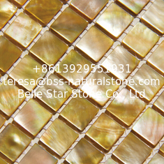 China Handmade Beautiful Sea shell Mosaic Yellow Butterfly Shell Mosaic Square Pieces 15x15mm supplier