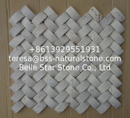 China Natural Stone Mosaic China White Travertine Wall 3D Mosaic Travertine for Wall Decoration supplier