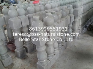 China Balcony Baluster Guangxi White Marble Balustrade China Carrara Marble Staircase Railings supplier