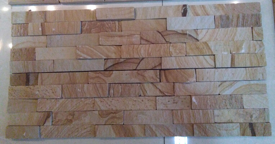 China Yellow Wooden Sandstone Culture Stone,Outdoor Z Stone Cladding,Wall Decor Thin Stone Veneer supplier