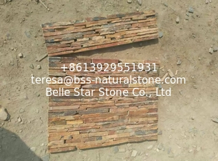 China Rust Slate Stone Wall Panel Rusty Slate Stone Veneer Multicolor Slate Ledgestone Panel supplier