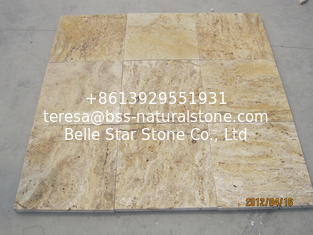China Golden Yellow Travertine Tiles Natural Paving Stone Wall Tile Polished Honed Brushed Travertine supplier