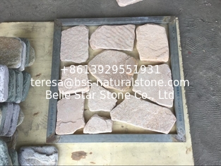 China Tumbled Pink Sandstone Random Flagstone Irregular Flagstone Crazy Stone Garden Stepping Stone supplier