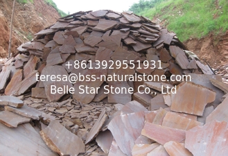 China Red Slate Random Flagstone Irregular Flagstone Crazy Stone Slate Flagstone Pavers supplier