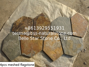 China China Rusty Split Face Slate Flagstone Natural Slate Stone Pavers Exterior Wall Stone Flagstone Mat supplier