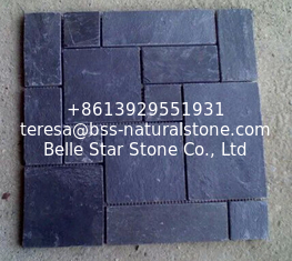 China Black Slate Flagstone Patio Charcoal Slate Flagstone Mosaic Mat Natural Slate Paving Stone supplier