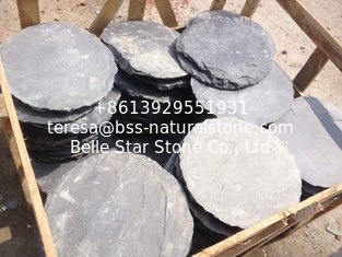China Black Slate Round Stepping Stones Garden Paving Stones Back Yard Stone Pavers Slate Patio Stone supplier