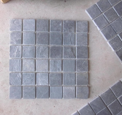 China Black Slate Mosaic Wall Tile Natural Stone Mosaic Carbon Black Mosaic Pattern Floor Parquet supplier