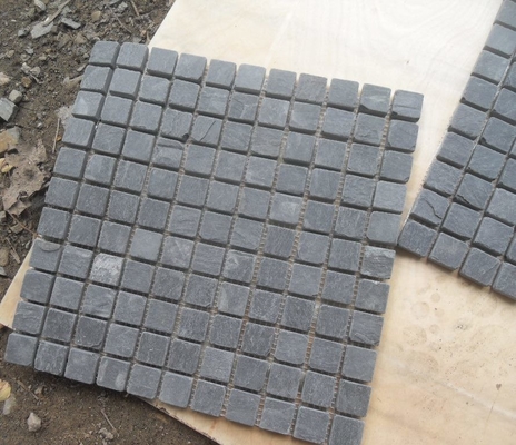 China Black Slate Mosaic Tile Natural Stone Mosaic Pattern Carbon Black Wall Mosaic Floor Mosaic Parquet supplier