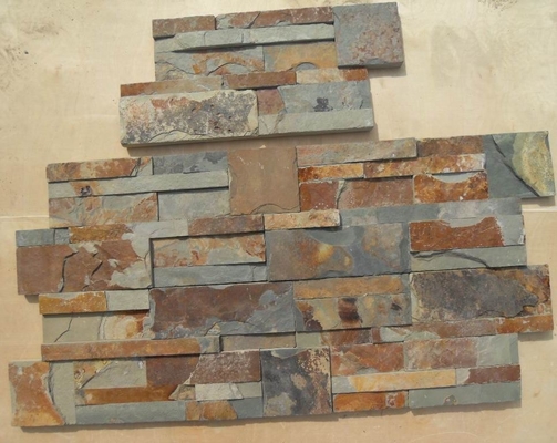 China Rusty Slate S cut Culture Stone,Multicolor Slate 18x35 Thin Stone Veneer,Fireplace Stacked Stone supplier