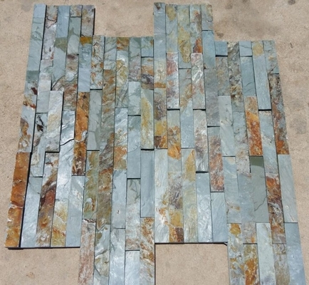 China Green Mixed Rusty Slate Thin Stone Veneer,Split Face Slate Z Stone Cladding,Outdoor Stone Panel supplier