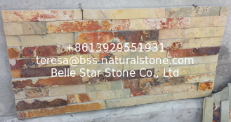 China Yellow Rusty Split Face Slate Ledgestone,Indoor Slate Thin Stone Veneer,Outdoor Slate Stacked Stone supplier