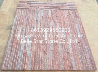 China Peach Waterfall Shape Quartzite Stone Veneer,Outdoor Landscaping Wall Panel,Pink Stacked Stone supplier