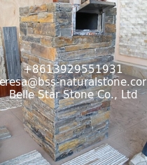 China Rusty Slate Column,Natural Stone Pillar,Ledgestone Pillar,Multicolor Stone Postbox,Gate Rusty Pillar supplier