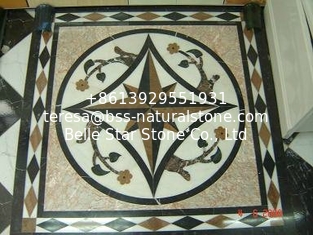 China Flowers Pattern Marble Waterjet Medallion Floor Tiles Rectangular Marble Medallion Pattern supplier