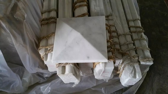 China White Marble Column Cap, Wall Coping Stone, Guangxi White Marble Pillar Cap, China Carrara Marble Pier Cap supplier
