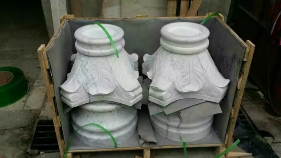 China Marble Column Top and Base, Guangxi White Marble Roman Column Cap Ionic Column Plinth supplier