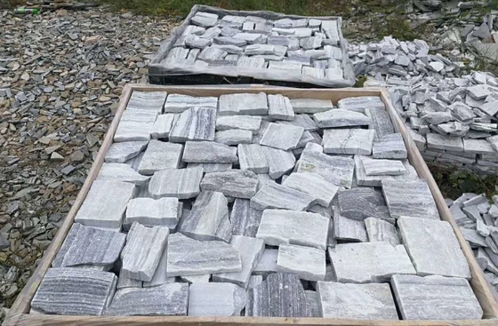China Cloudy Grey Quartzite Random Stone,Silver Grey Quartzite Field Stone Veneer,Quartzite Stack Stone supplier