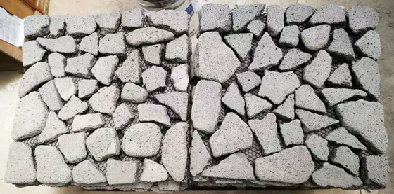 China Black Lava Meshed Flagstone,Lava Wall Stone Cladding,Black Basalt Patio Stones,Flagstone Wall Decor supplier