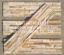 China New Oyster Split Face Slate Stone Cladding,Yellow Quartzite Mini Stacked Stone,Natural Culture Stone supplier