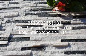 China White Black Quartzite Mini Stacked Stone,Waterfall Shape Ledgestone,Real Stone Cladding,Thin Stone Veneer supplier