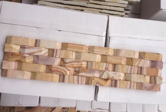 China Yellow Wooden Sandstone 3D Culture Stone,Outdoor Stone Cladding,Yellow Culture Stone,Sandstone Ledger Panels supplier
