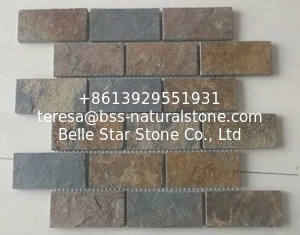 China Multicolor Slate Mosaic,Natural Stone Mosaic Pattern,Rust Slate Mosaic Wall Tiles,Interior Stone Mosaic supplier