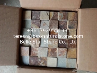 China Multicolor Slate Mosaic,Natural Stone Mosaic Pattern,Rusty Slate Mosaic Wall Tiles,Interior Stone Mosaic supplier