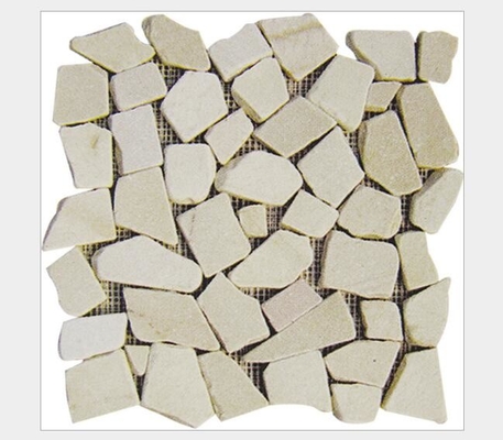 China White Quartzite Gravel Mosaic,Natural Stone Mosaic Pattern,Crushed Stone Mosaic Wall Tiles,Interior Stone Mosaic supplier