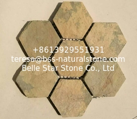 China Yellow Slate Hexagon Flagstone,Slate Flagston Patio Stones/Wall Cladding Natural Slate Flagstone Pavers/Walkway supplier