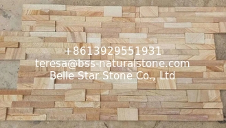 China Yellow Wooden Sandstone Wall Cladding,Yellow Stacked Stone,Sandstone Ledgestone,Stone Veneer supplier