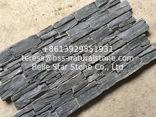 China Charcoal Slate Cemented Stone Cladding,Carbon Black Zclad Stacked Stone,Black Slate Culture Stone,Natural Stone Panels supplier