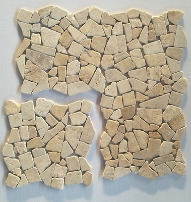 China Beige Travertine Gravel Mosaic,Stone Mosaic Tiles,Mosaic Wall Tiles,Marble Mosaic supplier