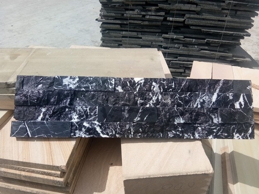 China Black Marquina Ledger Panels,Nero Margina Culture Stone,Nero Oriental Marble Stacked Stone supplier