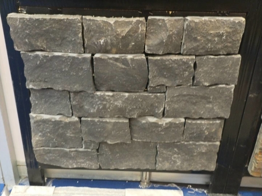 China Black Limestone Stone Veneer with Steel Wire Back,Black Stone Ledger Wall Cladding supplier