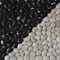 White Mixed Black Pebble Mosaic,Polished Cobble Stone On Mesh,River Stone Mosaic Sheet,Meshed Pebbles supplier